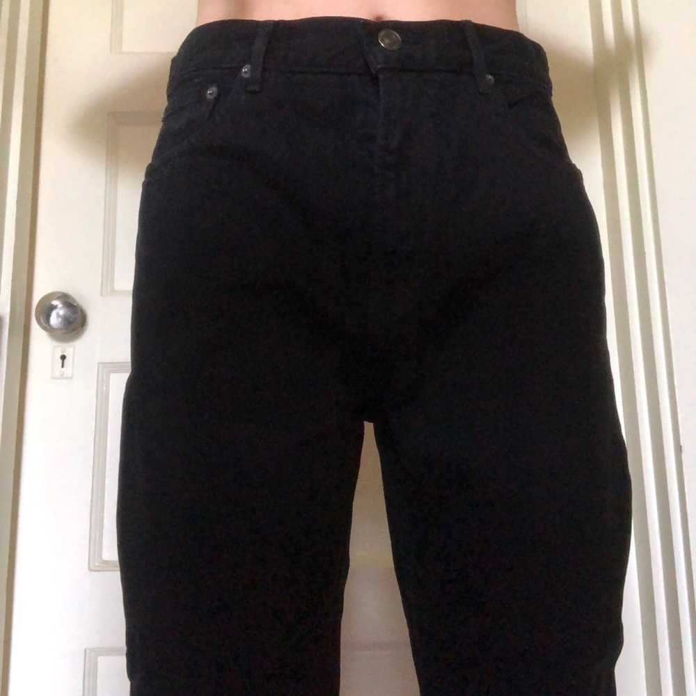 Zara Black Fur Straight-Leg Jeans